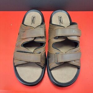 Propet Slide Sandals Mens 15 Brown Excellent Leather Extra Wide 5E MSV003L